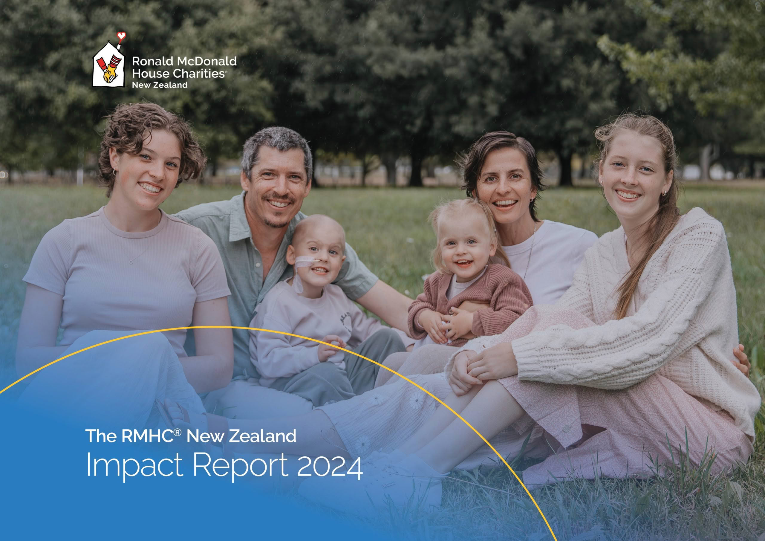 RMHC NZ Impact Report 2024 cover featuring the Guest family